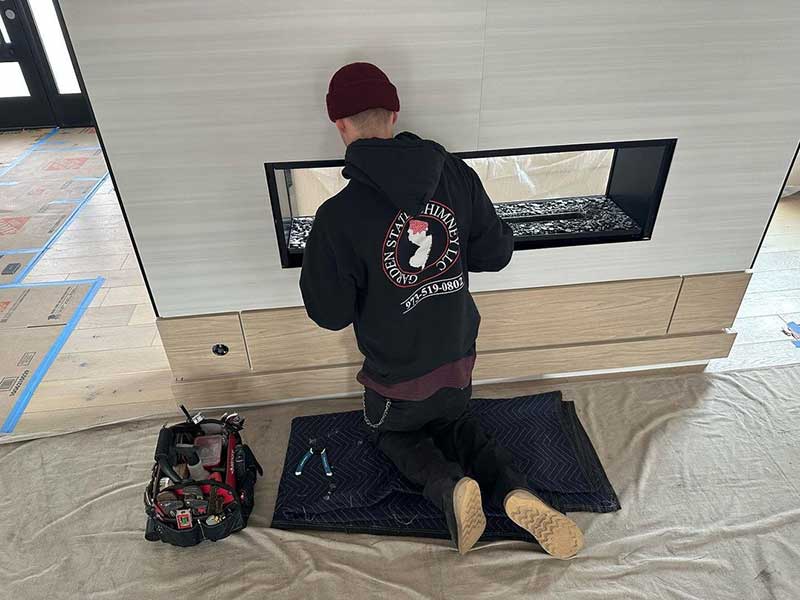 Gas fireplace installation