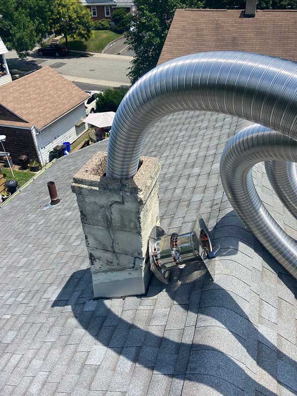 Stainless steel chimney liner for a boiler and water heater